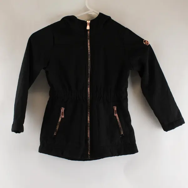 Kensie Girl Black Zip Up Hooded Faux Fur Lined Winter Coat Girls 5/6