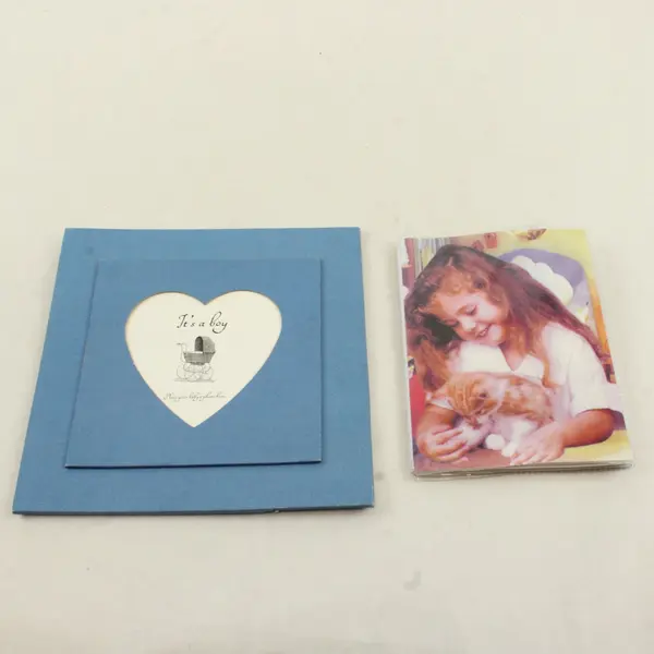 Lot of 2 Photo Album 36 Photos Size 4x6 Girl Holding Cat It's A Boy Frame Blue