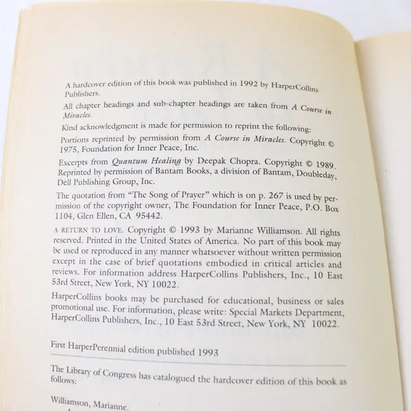 A Return to Love: Reflections on the Principles of... Marianne Williamson 1993 
