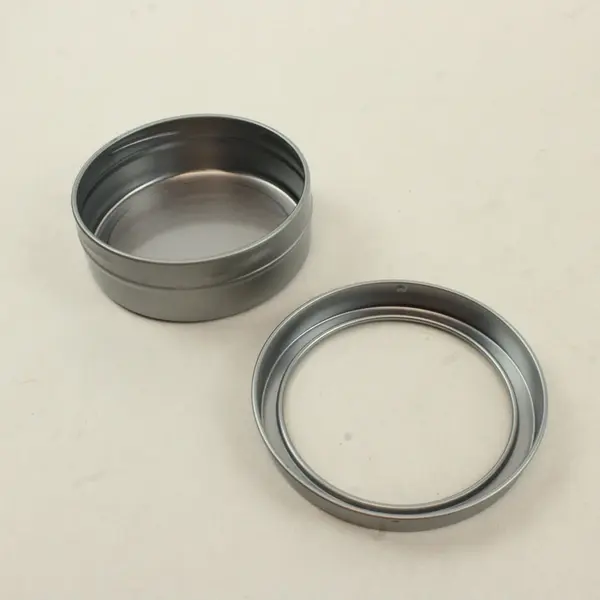 Set of 4 Jot Silver Magnetic Tins w/ Clear Tops 3.5"