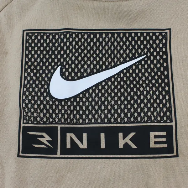 Nike 3Brand Youth Hoodie Tan Fleece Pullover Swoosh Logo Size S 8-10Y