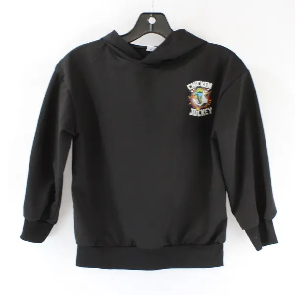 Minecraft Chicken Jockey Hoodie Graphic Print Black Pullover Sweatshirt Boys 8Y