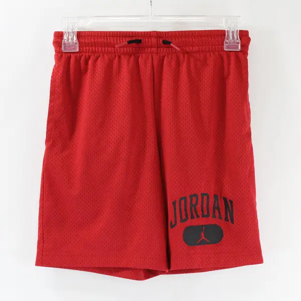 Jordan Boys Large 10-12 Yrs Gym Red Mesh Athletic Basketball Shorts 