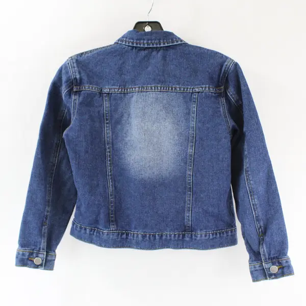 Shein Jacket Girls Blue Jean Denim Distressed Button Up Youth Kid 10Y