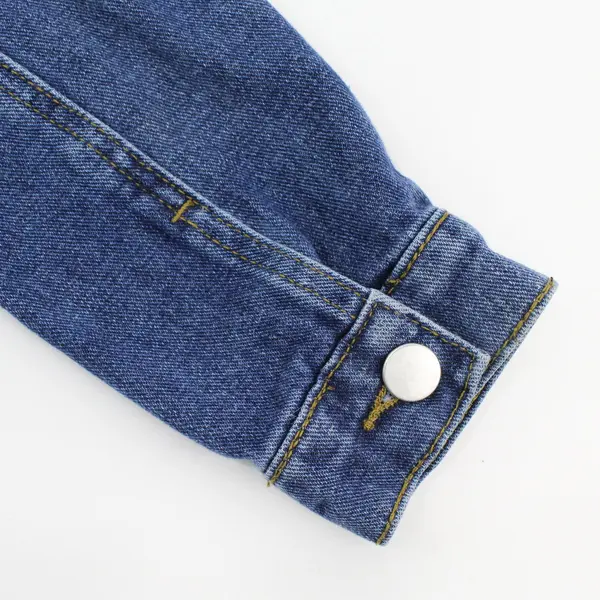 Shein Jacket Girls Blue Jean Denim Distressed Button Up Youth Kid 10Y
