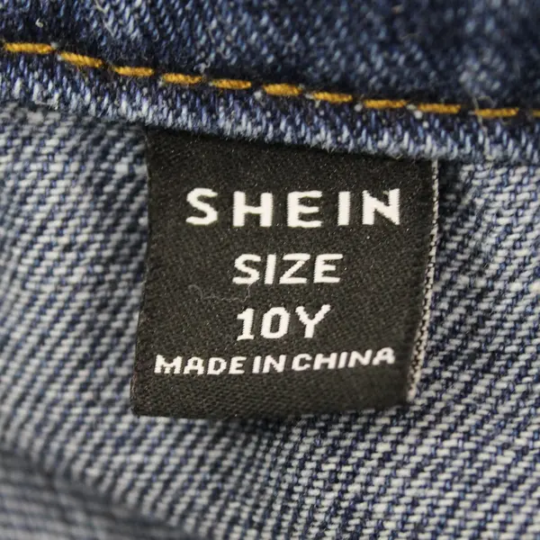 Shein Jacket Girls Blue Jean Denim Distressed Button Up Youth Kid 10Y