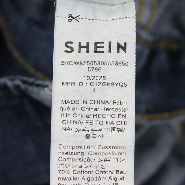 Shein Jacket Girls Blue Jean Denim Distressed Button Up Youth Kid 10Y