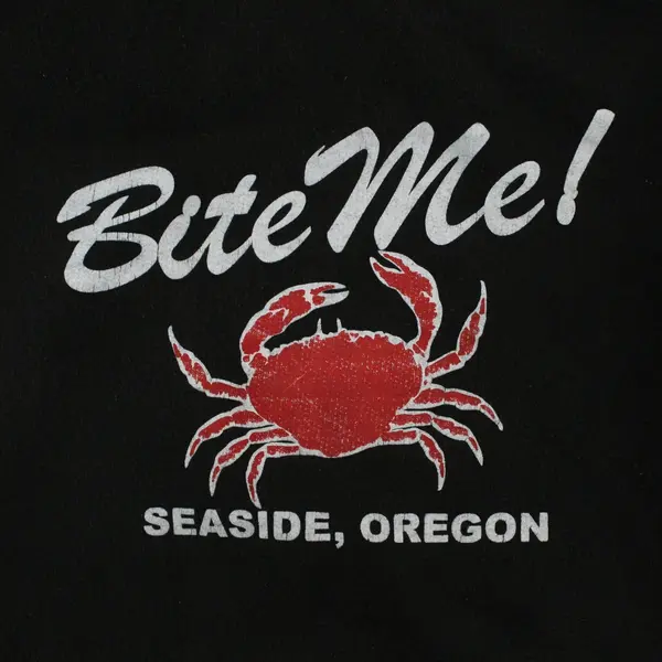 Unisex Youth Seaside Oregon Black Pullover Hoodie "Bite Me!" Small/Medium 