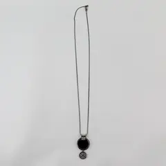 Chico's Clear Rhinestone Black Enamel Pendant Necklace 30"