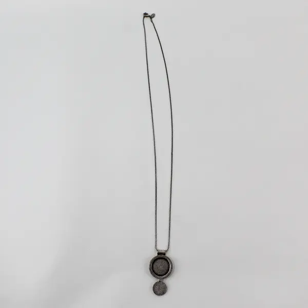 Chico's Clear Rhinestone Black Enamel Pendant Necklace 30"