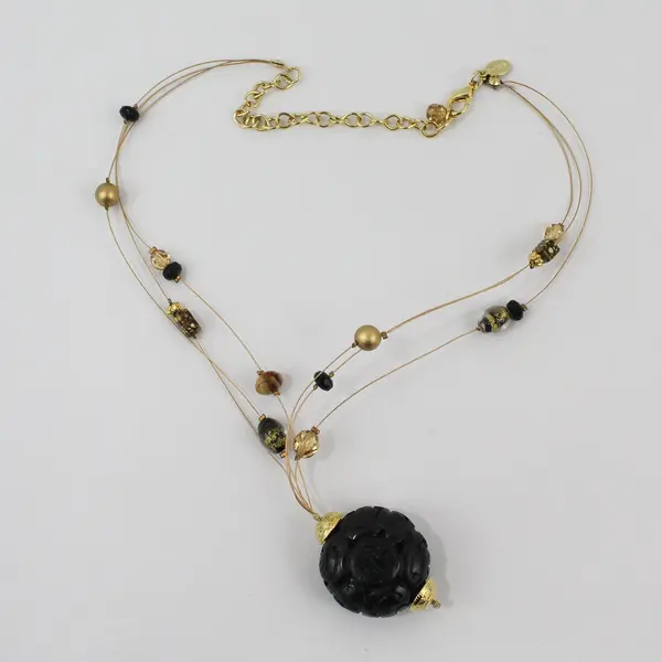 Chico's Gold-Tone Boho Beaded Station Necklace 19"
