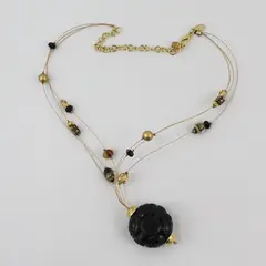 Chico's Gold-Tone Boho Beaded Station Necklace 19"