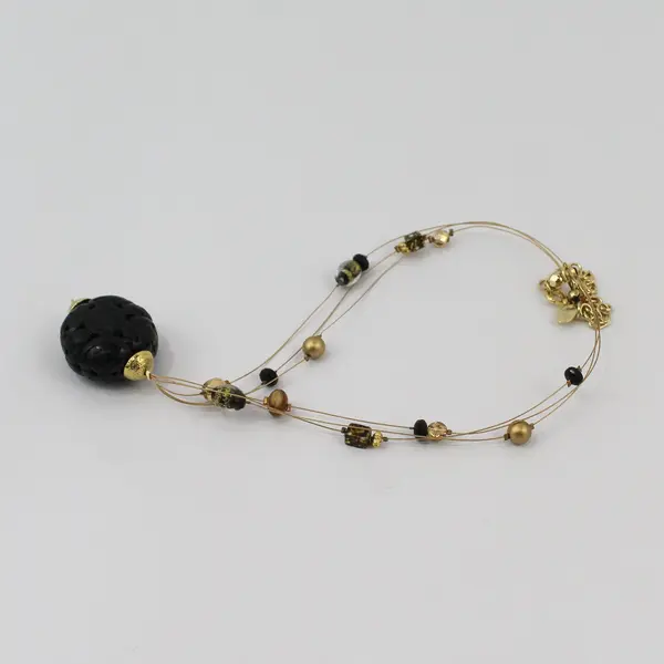 Chico's Gold-Tone Boho Beaded Station Necklace 19"