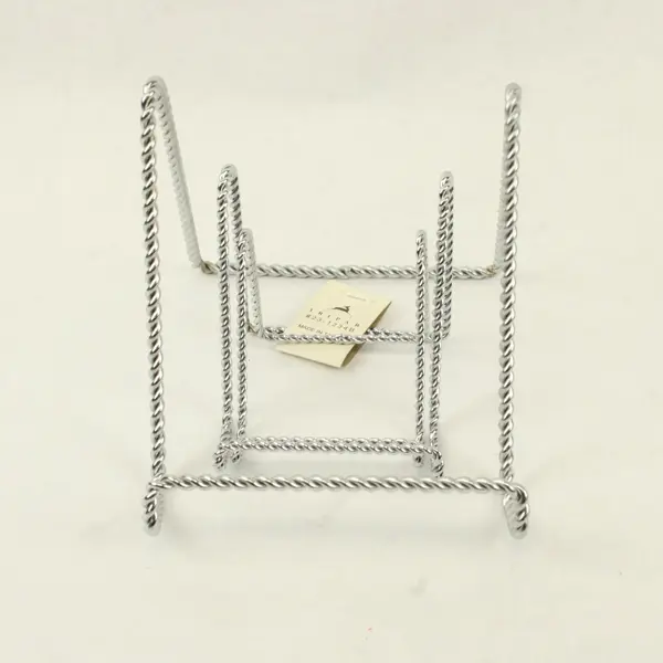 Lot of 3 Tripar Silver Tone Twisted Wire Tabletop Easel Display Stands
