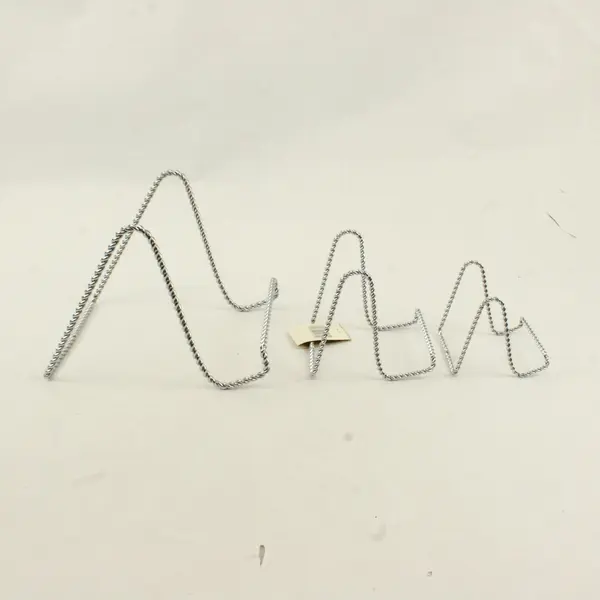 Lot of 3 Tripar Silver Tone Twisted Wire Tabletop Easel Display Stands