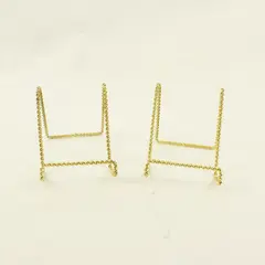 Lot of 2 Tripar Gold Tone Twisted Wire Plate Display Easel Stands