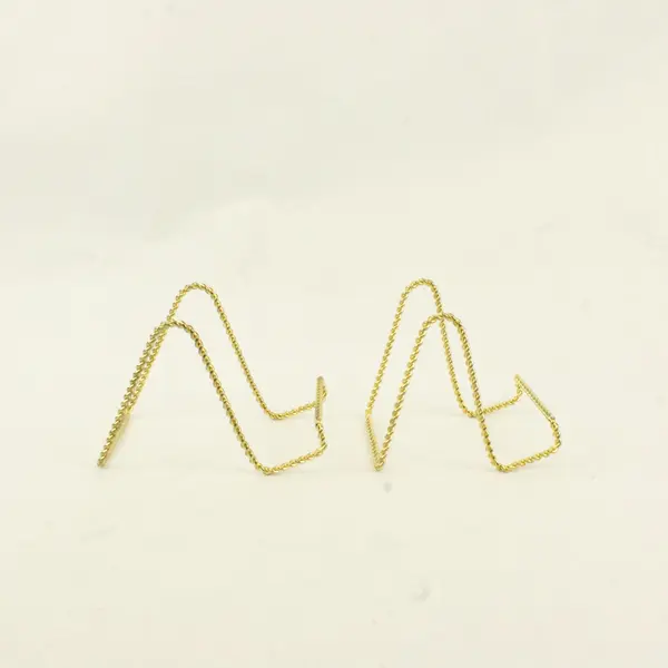 Lot of 2 Tripar Gold Tone Twisted Wire Plate Display Easel Stands