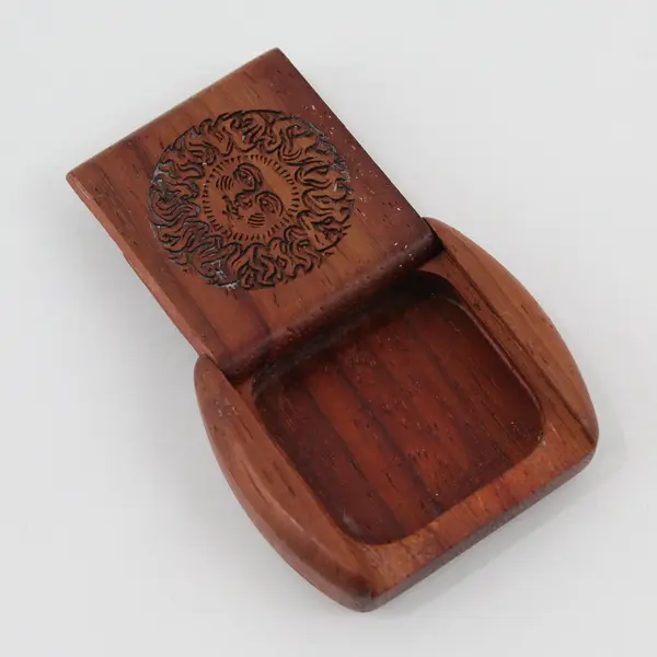 Engraved Sun Secret Wood Box Heart Back 2in Small Decorative Keepsake