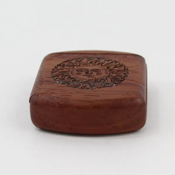 Engraved Sun Secret Wood Box Heart Back 2in Small Decorative Keepsake
