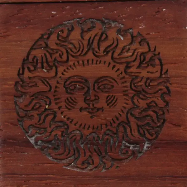 Engraved Sun Secret Wood Box Heart Back 2in Small Decorative Keepsake