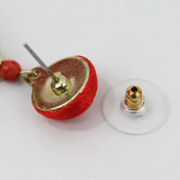 Red-Orange Tiered Tassel Dangle Earrings