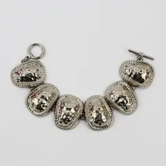 Silver-Tone Metal Textured Link Bracelet 8"