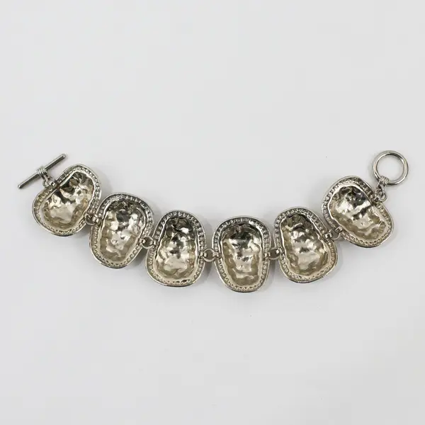 Silver-Tone Metal Textured Link Bracelet 8"