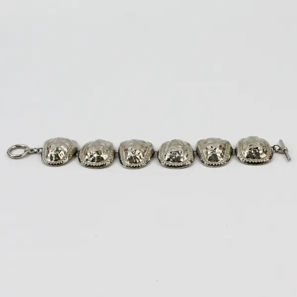Silver-Tone Metal Textured Link Bracelet 8"