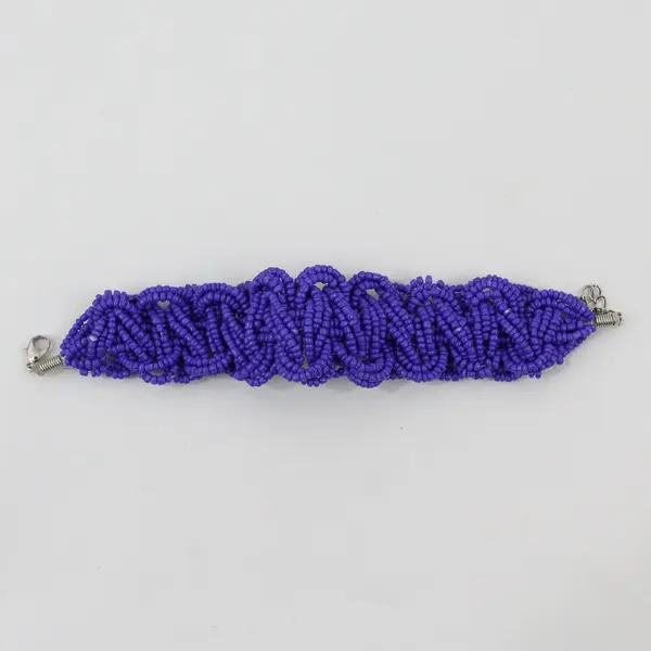 Purple Braided Multi-Strand Seed Bead Bracelet 8.5"