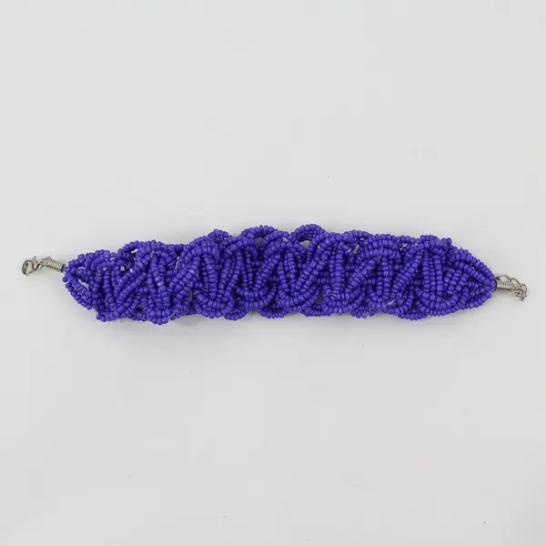 Purple Braided Multi-Strand Seed Bead Bracelet 8.5"