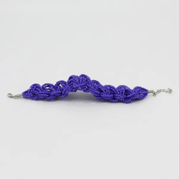 Purple Braided Multi-Strand Seed Bead Bracelet 8.5"