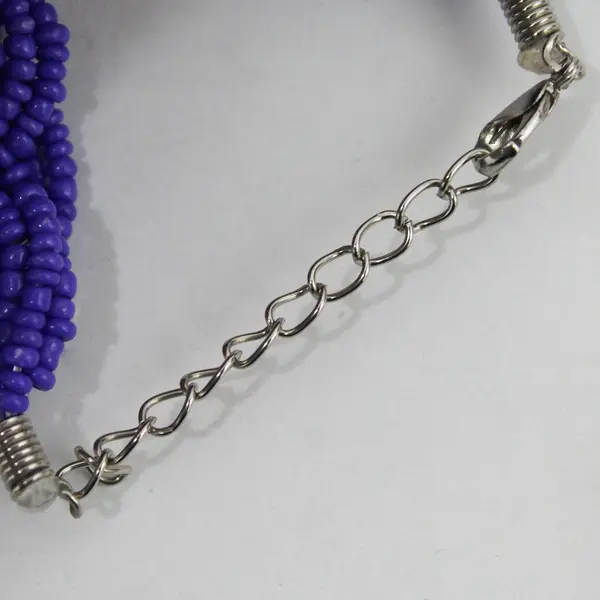Purple Braided Multi-Strand Seed Bead Bracelet 8.5"