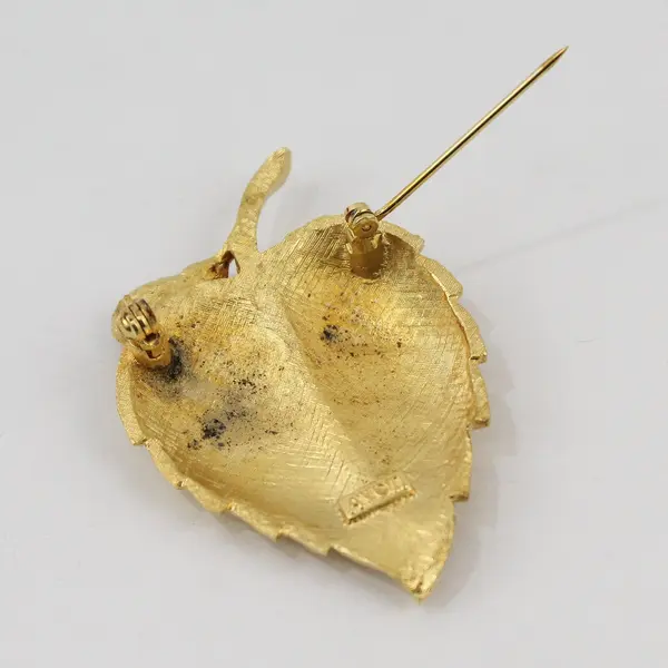 Vintage Avon Gold-Tone Leaf Brooch with Box
