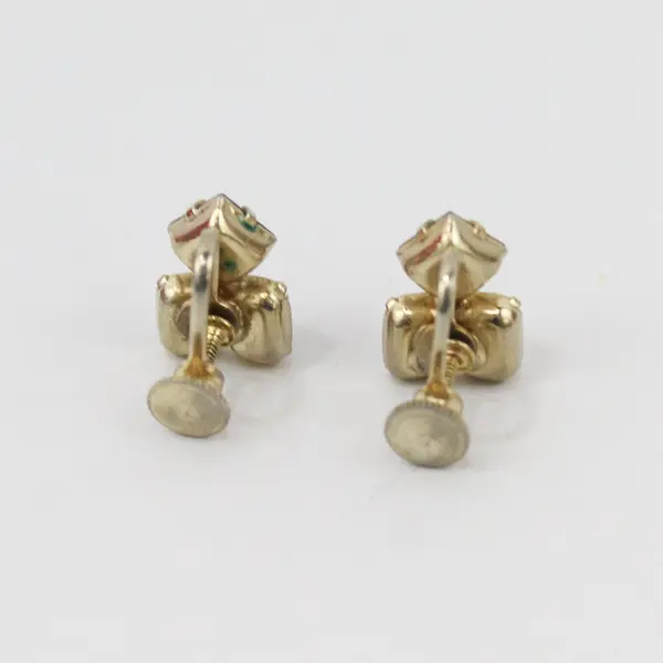 Vintage Purple Rhinestone Gold-Tone Screw-Back Earrings