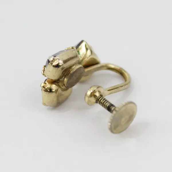 Vintage Purple Rhinestone Gold-Tone Screw-Back Earrings