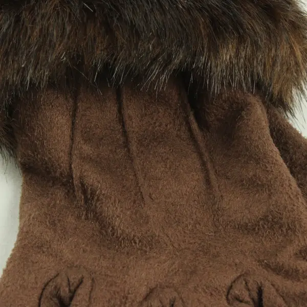 Vtg Brown Faux Fur Faux Suede Gloves Women Unbranded OS