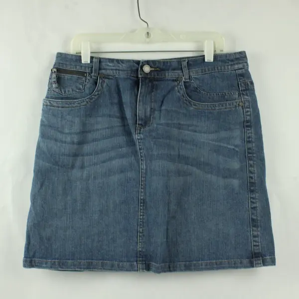 Christopher & Banks Women's 10 Med Wash Blue Denim Skirt - 19"