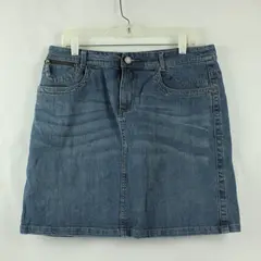 Christopher & Banks Women's 10 Med Wash Blue Denim Skirt - 19"