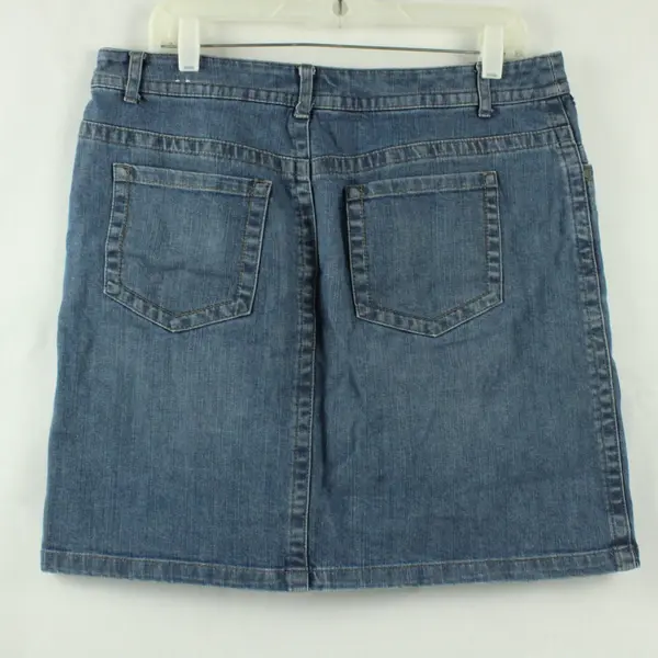 Christopher & Banks Women's 10 Med Wash Blue Denim Skirt - 19"