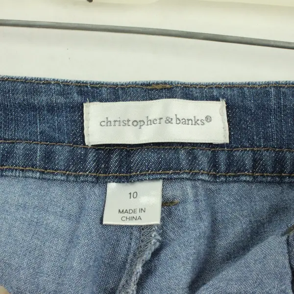 Christopher & Banks Women's 10 Med Wash Blue Denim Skirt - 19"
