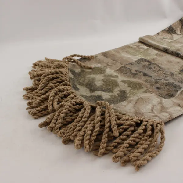 Patchwork Jacquard Table Runner Tassels Brown Green Black 64in