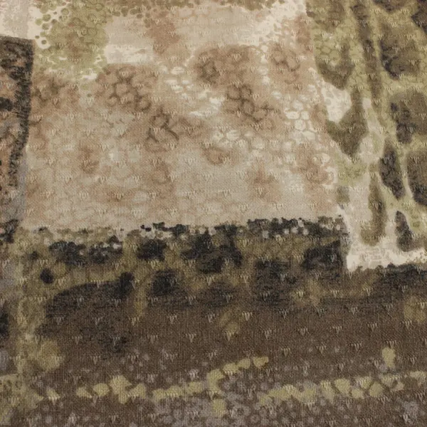 Patchwork Jacquard Table Runner Tassels Brown Green Black 64in