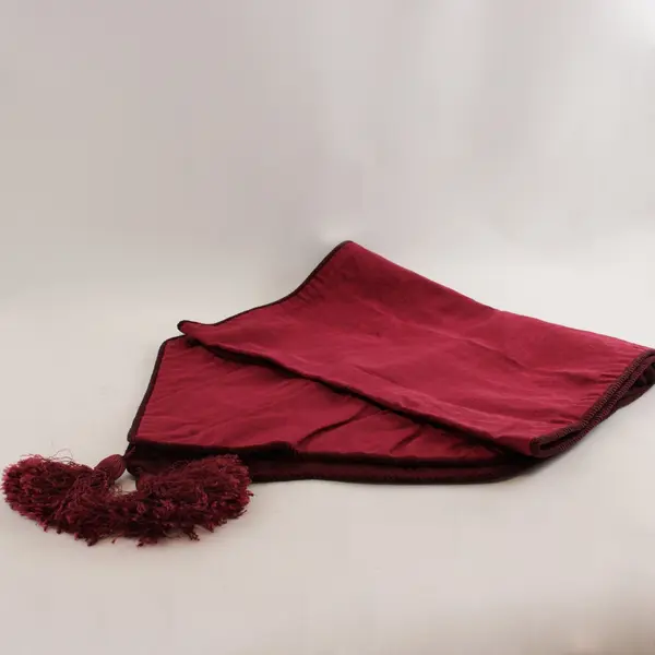 Burgundy Damask Table Runner Twisted Corded Border Tassels 62in