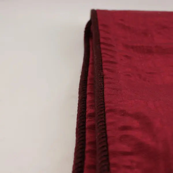Burgundy Damask Table Runner Twisted Corded Border Tassels 62in