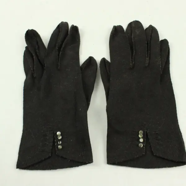 VTG 1940’s Black Cotton Stitched Edge Gloves 8” Long - No Size (Likely Small)