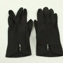 VTG 1940’s Black Cotton Stitched Edge Gloves 8” Long - No Size (Likely Small)