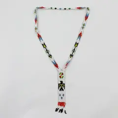 Vintage Handmade Tribal-Style Thunderbird Seed Bead Lariat Necklace 15"