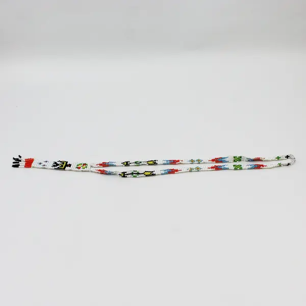 Vintage Handmade Tribal-Style Thunderbird Seed Bead Lariat Necklace 15"