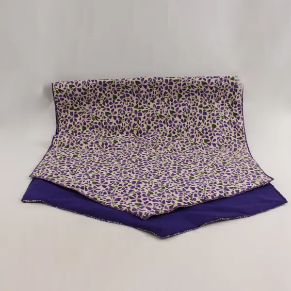 Purple Green Watercolor Floral Table Runner Cream Off-White 37in