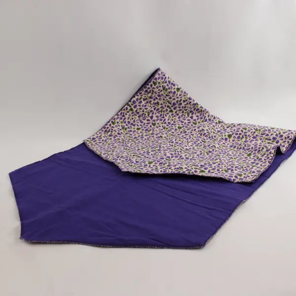 Purple Green Watercolor Floral Table Runner Cream Off-White 37in